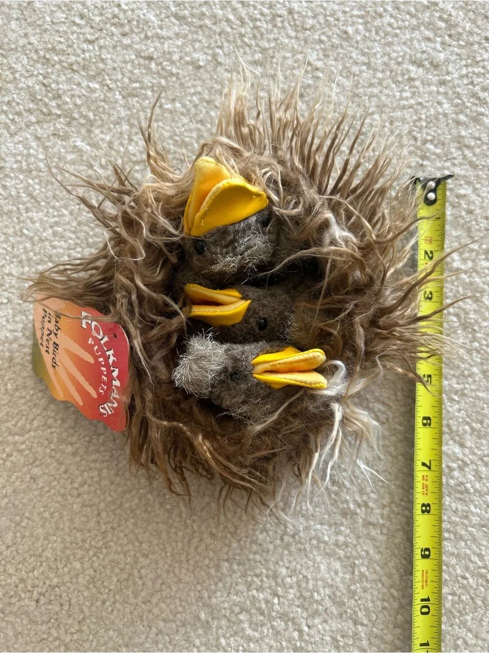 Folkmanis Funny Bird Puppet & Baby Birds In Nest Puppet Retired NWT